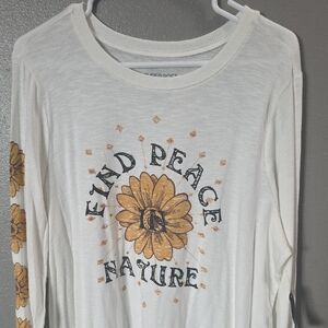 Torrid White and Yellow Floral Long Sleeve Tee